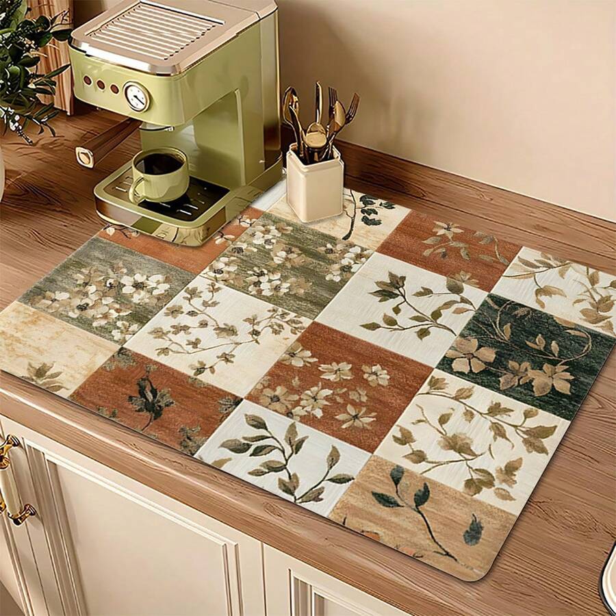 1pc Extra Large Draining Mat, Bar Countertop Waterproof Mat, Drying Mat, Drainage Mat, Coffee Machine Mat, Coffee Cup | Tableware Draining, Absorbent Quick-Dry Draining, Waterproof & Oil-Resistant, Washable & Reusable, Suitable For Kitchen | Cafe, Tea Cup, Coffee Cup, Coffee Machine Accessories, Home Decor For Coffee Lovers, Rental Home Improvement - Multicolor - View 1