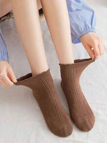 1/3/6/12/18 Pairs Women's Solid Color Diamond Pattern Short Socks, Breathable And Comfortable, With Lace Trim, Suitable For Spring, Autumn And Summer, Cute Socks - Multicolor - View 3