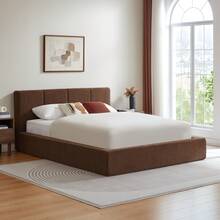 140x200 Cm Bed Frame With Padded Headboard, Reinforced Steel Frame, No Spring Base – Easy Assembly, High Stability, Mattress Not Included. - Brown - View 3