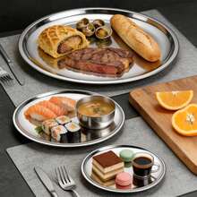 Gold Stainless Steel Round Serving Plates, Mirror Polished Stackable Metal Dishes For Wedding Party Picnic BBQ Daily Family Use - 2pcs(26cm) - View 5