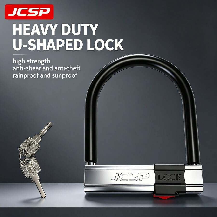 1pc Heavy Duty U-Lock, High Strength Anti-Pry, Anti-Cut And Anti-Drill Security Lock, Sturdy Weather-Resistant U-Lock, Suitable For Mountain Bikes, Electric Bikes, Scooters, Motorcycles, Luggage And Outdoor Equipment Security Protection - Silver - View 1