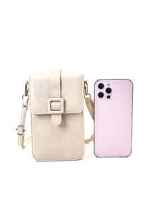 New Crossbody Phone Wallet, Multi-Functional Large Capacity Double Zipper Phone Wallet, Fashionable Minimalist Delicate Soft Design, Suitable For Casual Vacation And Dating - Apricot - View 7