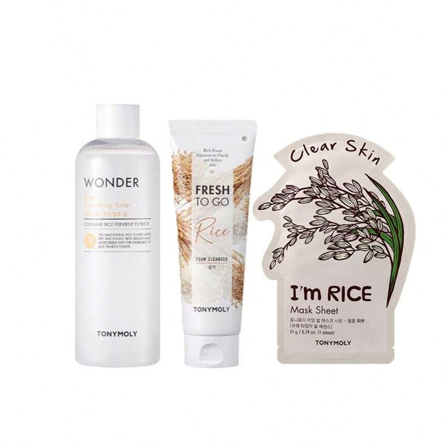 TONYMOLY - Rice Facial Pack | Cleansing Foam + Facial Mask + Rice Toner | Cleansing, Radiance And Hydration - Deep Cleansing - View 1