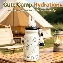 1 Peça Copo de Café Isolado de Grande Capacidade MIFFY 500ML, Garrafa de Água Fofa para Meninas, Copo Portátil de Aço Inoxidável 316 para Uso Externo com Canudo para Estudantes - Branco - Visão 6
