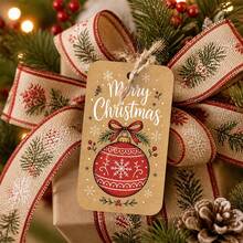 50pcs Vintage Christmas Gift Tags With Jute Rope, Christmas Tree, Snowman, Reindeer And Santa Claus Patterns, Holiday Paper Gift Labels, Suitable For Christmas Gifts, Gift Wrapping And Party Decoration Hanging Tags - Multicolor - View 4