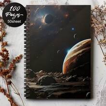 Cosmic Black Hole Starry Sky Spiral Notebook - A5 Size , 50 Sheets/100 Pages, Black Cover Suitable For, Office, Journaling, Planners - Gift For Students, Teachers, Professionals, Space-Themed Diary & Notepad - 1 Pack (50 Sheets/100 Pages) - View 12
