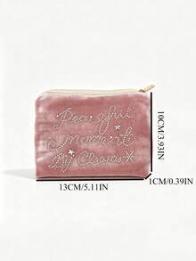 Japanese & Korean Style Niche Design Ins Aesthetic Rhinestone Storage Bag, Handheld Mini Bag For Instant Camera, Student Makeup Bag, CCD Camera Portable Pouch, Sanitary Pad Storage Bag, Clutch Bag - Watermelon Pink - View 8