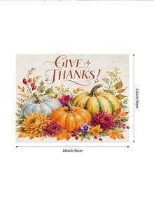 Thanksgiving Autumn Table Runner GIVE THANKS Watercolor Pumpkin Berry Pattern Rustic Country Style Autumn Holiday Dining Table Decor Maple Leaf Pine Cone Floral Print Restaurant Kitchen Home Decor - Multicolor - View 6