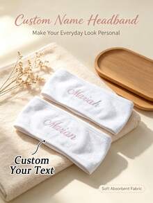 Custom Personalized Spa Headbands-Customizable With Names. Fluffy, Custom Headbands Perfect For Bridesmaids, Sleepovers, Bachelorette Parties - Multicolor - View 1