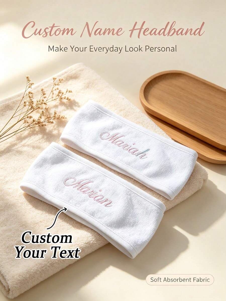 Custom Personalized Spa Headbands-Customizable With Names. Fluffy, Custom Headbands Perfect For Bridesmaids, Sleepovers, Bachelorette Parties - Multicolor - View 1