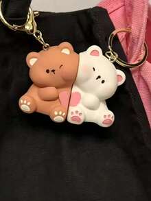 Cute Bear Matching Keychain, Couple & Best Friend Keychain, Bag Charm Car Accessory, Creative Christmas Gift For Bag Decoration - Multicolor - View 1