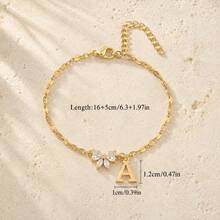 Initial Charm Butterfly Cubic Zirconia Gold Plated Letter Bracelets For Women Men - Yellow Gold - View 4
