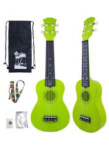 21-Inch Glossy Acoustic Ukulele For Beginners, Adult Kit With Full Accessories (Includes 1 Strap, 1 Spare String Set, 1 Colorful Neck Strap). Eucalyptus Series, Rainbow Color, Glossy Design. - Multicolor - View 17