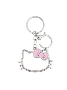 Gantungan Kunci Hello Kitty Sanrio untuk Pembuatan Perhiasan, Gantungan Kunci Kepala Kucing Paduan Logam dengan Pita, Gantungan Kunci Logam Lucu untuk Wanita, Aksesoris Tas Dompet Ransel - Pesona - View 8