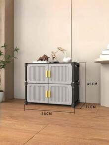 1pc Space-Saving Narrow Freestanding Shoe Storage Cabinet, Dust-Proof Double Door Plastic Shoe Rack, Suitable For Entryway Hallway Small Apartment, Essential Home Storage For New Year Moving Season - Multicolor - View 6