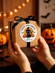 Custom Halloween Stickers, Black Cats, Pumpkins, Ghosts, Castles, Name Stickers, Treat Bag Stickers For Sweets, Spooky Party Favour Labels, Packaging Decorations - Multicolor - View 3