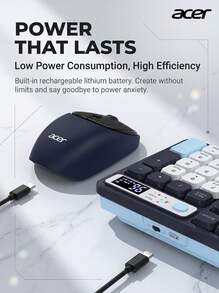 Acer OKR232 Dual-Mode Keyboard And Mouse Set, Fully Compatible With PC And Tablet, Rechargeable With Display, Bluetooth 5.0 + 2.4G Wireless, 100-Key Compact Layout, One-Key Switch For Mac/Win/Android - View 3