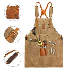 Solid Color Customized Logo Apron, Fashionable Wear-Resistant Fabric, Adjustable Design, Exquisite Workwear For Hair Salon, Restaurant, Milk Tea Shop, Coffee Shop, Server, Bakery, Cake Shop, Art Studio, Pottery Workshop, Home Kitchen, Garden, All Seasons - Multicolor - View 4