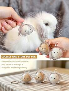 Pet Memorial Keepsake Keychain, Pet Hair Storage Keychain, Cute Rabbit Fur Storage Box, Pet Hair Keychain For Collecting Hair, Furever Gift For Pet Lovers, Pet Hair Memorial Box, Personalized Pet Memorial Accessory - Multicolor - View 5