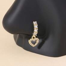 1pc Gold Tassel Long Heart Pendant Nose Ring For Women Daily Wear - Gold - View 1
