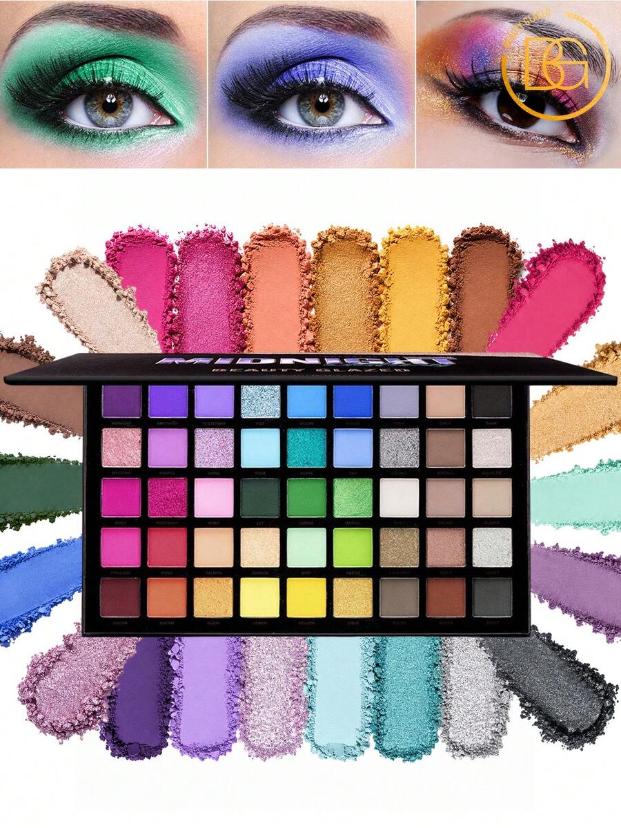 beauty glazed Matte And Pearlescent Eyeshadow Palette, High Pigment Eyeshadow Palette, Glossy Cream Pearlescent Metallic Shimmer Travel Eyeshadow Palette - Multicolor - View 1