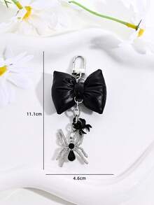 1pc Halloween Gothic Rhinestone Spider Bow Cross Faux Pearl Keychain, Backpack & Car Decoration, Couple Pendant, Party Gift - Multicolor - View 11