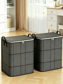 1/3pcs Large Capacity Foldable Storage Bags With Reinforced Handles And Zipper Design, Multiple Sizes Available, Suitable For Storing Blankets And Bedding, Space-Saving Closet Storage, Ideal For Bedroom And Home Use - Black - View 5