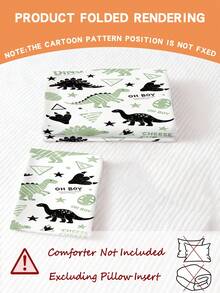 2PCS Green Black Dinosaur Bedding Set For Children Beds Crib Giving Gifts During Holidays (No Filling Material) 100% Polyester - Multicolor - View 5