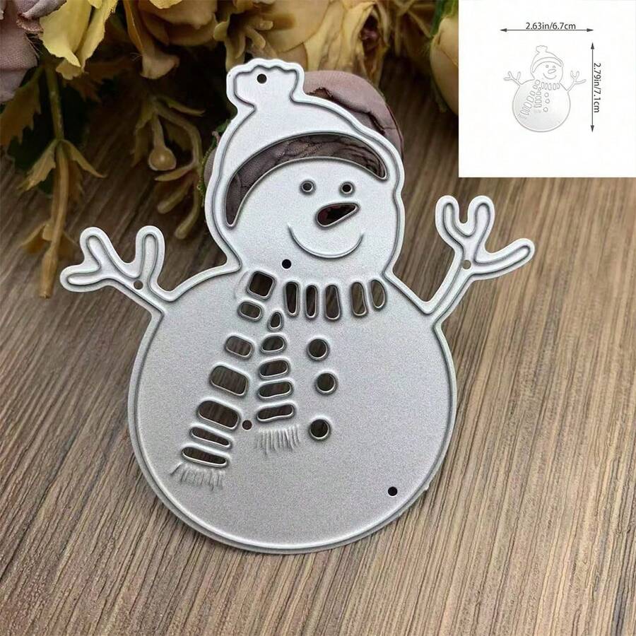 Christmas Cute Snowman Metal Cutting Dies, Wearing Hat And Scarf, Suitable For Winter Planner, Holiday Stickers, Christmas Card Making - JW019 - View 1