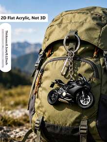 Llavero plano 2D con diseño de motocicleta, colgante para mochila, adecuado para llaves de coche, mochilas, regalos para fiestas de vuelta al colegio, regalos para amigos, compañeros de clase, entusiastas de motocicletas - Multicolor - Ver 8