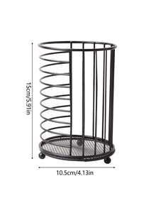 1pc Black Iron Draining Storage Rack, 6 Styles Available (Round/Square/Diamond), Kitchen Chopstick Holder Makeup Brush Bucket, Household Drill-Free Multi-Function Desktop Organizer Basket, Kitchen Utensils / Makeup Tools Universal Draining Storage Cylinder, Square Storage Box With Non-Slip Feet - View 17