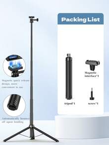 160cm Extendable Tripod Selfie Stick,Auto‑Pop Up Portable Camera Stand,Anti‑Slip Base,1/4 Screw Universal For Phone Ring Light,For Vlog Live Streaming Travel Outdoor Shooting,Content Creators Travelers Home & Beach Use - View 11