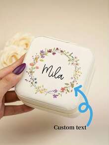 1pc/ Custom Jewelry Box - Personalized Travel Storage Box, With Zipper Closure And Fabric Lining, Perfect Bridesmaid Proposal Gift Or Couple Souvenir, Elegant Design | Soft Lining, Wedding Gift, Jewelry Box - Multicolor - View 2