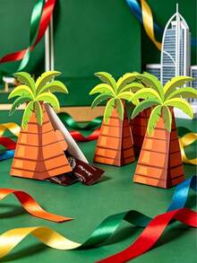 5pcs/1pc Saudi National Day Palm Tree Shaped Candy Gift Box, Saudi Arabia Theme Gift Packaging Box, Coconut Tree Pattern Paper Dessert Box, Suitable For Saudi National Day, Birthday, Welcome Party Favors, Ramadan Eid Gift Packaging Box, Middle Eastern Style Party Gift Box, With Ribbon, Festival Guest Favor Storage Gift Box, Arab Pattern Gift Box, Ramadan Party Packaging, Ramadan Favor, Candy Date Packaging Box, Festive Gift Box, 20pcs - Multicolor - View 5