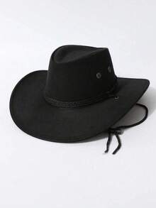 1pc Unisex Western Cowboy Hat, Sun Protection Jazz Hat, Suitable For UK Summer Sunshade, Outdoor Activities, Horse Riding, Resting, Party, Photography, Foldable And Portable - Three-rope Cowboy Hat - View 2