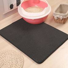 Anti-Splash Double Layer EVA Cat Litter Mat, Double Layer Honeycomb Design Pet Cage Cleaning Mat Waterproof Urine-Proof Cat Litter Collection Mat, Cat Litter Box Mat, Cat Supplies, Dog Supplies, Rabbit Supplies, Halloween Christmas Decoration Please Measure Cat Litter Box Size Accurately And Refer To Size Chart Before Purchase - Black - View 14