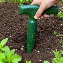 1pc Ergonomic Handheld Garden Seeder, Soil Hole Punch Tool, Suitable For Seedlings, Bulbs And Vegetables, Durable Backyard Raised Bed Gardening Tool - Green - View 1