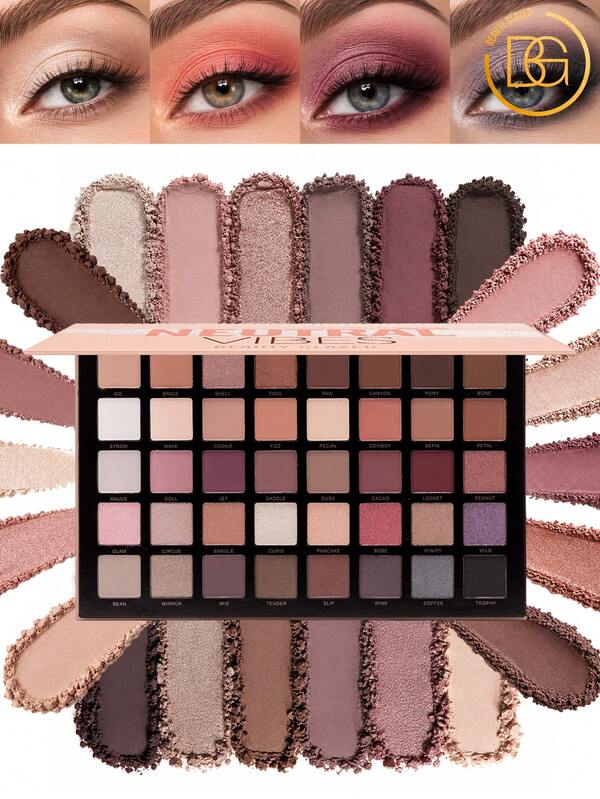 beauty glazed 40 Colors Pearl Smoky Eyeshadow Palette, Matte Shimmer Texture, Super Pigmented, Powdery Blendable Formula, Create Dimensional Contour, Natural Daily Makeup, Suitable For Beginners