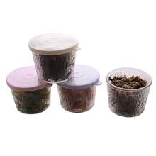 6pcs Set Small Glass Bowls With Lids, Transparent Vertical Ribbed Glass Containers, 6.8oz Practical Capacity, Stackable Storage Design, Suitable For Desserts, Pudding, Sauces, Salads, Nuts, Oatmeal, Candy, Sweets, Grains Home Food Storage Boxes - Multicolor - View 10