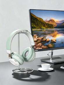 1pc Wireless Headphone Stand Minimalist Metal Headphone Holder Gaming Bluetooth Headset Desktop Display Stand Office Desk Decor Headphone Hanging Rack - Multicolor - View 8