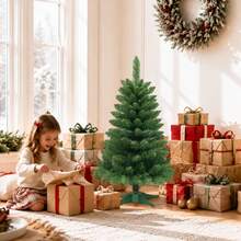 Pohon Natal Buatan 3 Kaki Mini untuk Meja, Pohon Pinus Hijau dengan 4 Kaki, Alas Plastik Stabil, Pohon Cemara Kecil untuk Meja, Dekorasi Natal, Rumah, Kantor, Pesta Liburan, Dekorasi Musim Dingin Dalam Ruangan - MultiWarna - View 8