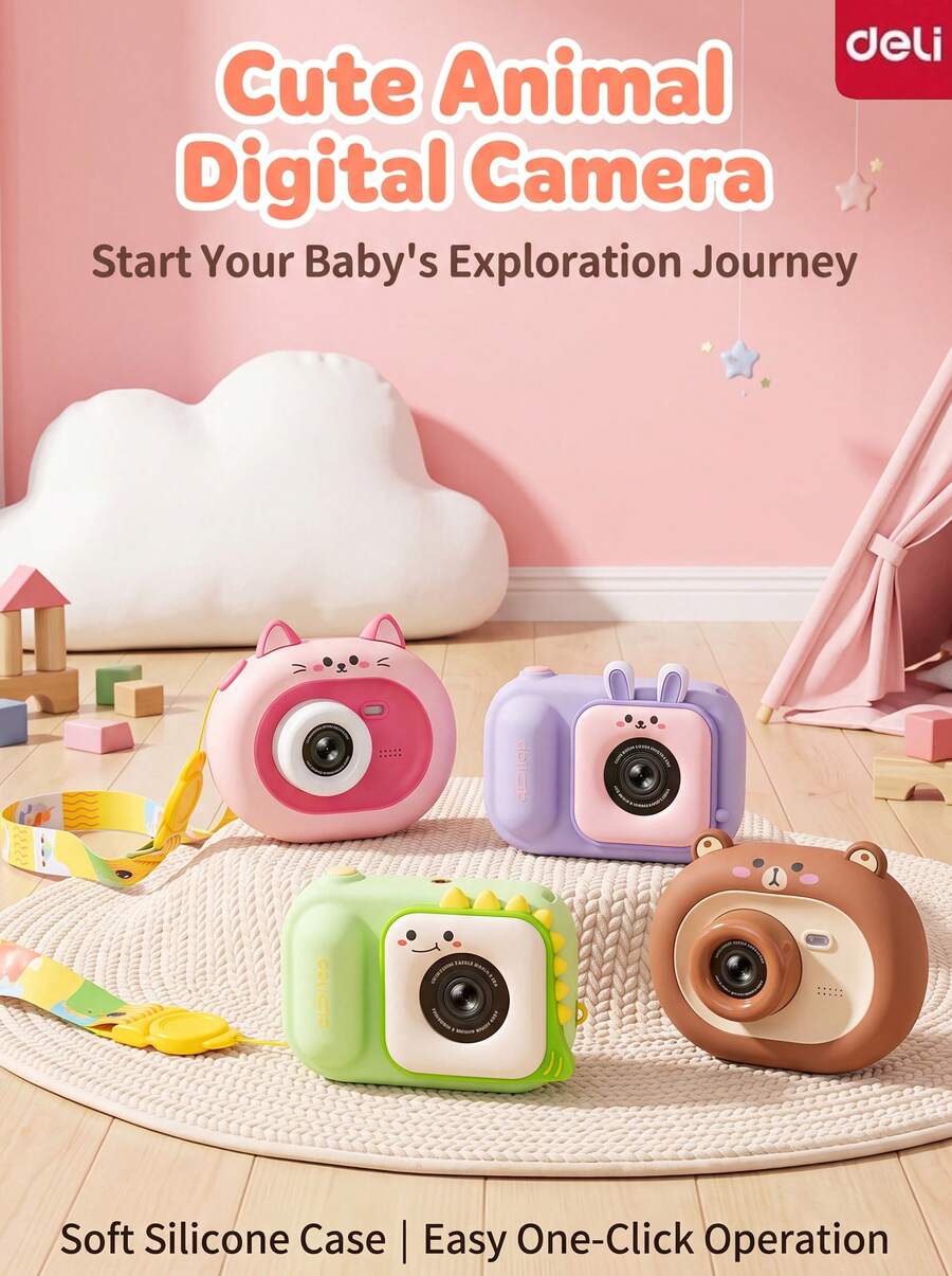 DELI YW180-1 Camera, 650mAh Battery, Cartoon Design, Long Battery Life, High-Definition Camera, 2.4-Inch Soft Light Screen, Tripod Mount - View 1