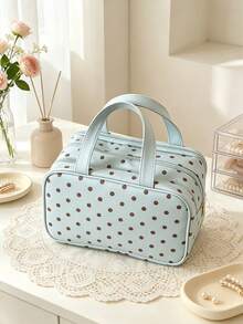 Tas Kosmetik Polkadot Tas Kosmetik Genggam Portabel Kapasitas Besar Tiga Lapisan Tahan Air Tas Kosmetik Genggam Multi Kompartemen - MultiWarna - View 9