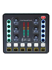 Live Streaming Sound Card Audio Mixer, 12 Sound Effects, Intelligent Noise Reduction, Voice Changer, High/Low Tone & Reverb Adjustment, Plug And Play USB Audio Interface, Suitable For Live Streaming, Karaoke, Gaming, Recording, Music, Unisex Gift - View 6