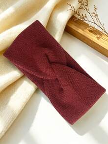 DUOJIAOYAN 1pc Autumn/Winter New Cross Gradient Dual-Color Patchwork Wide Elastic Hair Band, Sports Cold-Proof Warm Headband Accessory - Multicolor - View 17