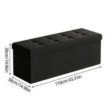 Foldable Linen Look Storage Ottoman Bench With Removable Divider, Tufted Padded Footrest Shoe Changing Stool, Large Capacity Storage Chest For Bedroom Entryway Living Room, Easy Assembly Space‑Saving Home Organizer - Black - View 11