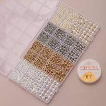 32 Grid Loose Bead Smooth Round Bead With Hole Faux Pearl, 2/3/4/5mm, Gold Silver White Off White Pearl Set, Suitable For DIY Bracelets, Necklaces, Handmade Crafts - Multicolor - View 7