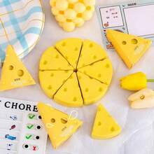 1pc/7pcs Cheese Eraser, Highly Attractive Creative Cartoon Cute Eraser, Quirky Eraser - Multicolor - View 1