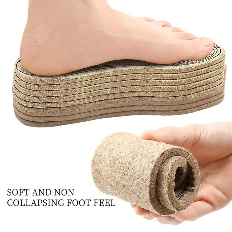 1 Pair Thickened Felt Insoles, Provide Warmth And Cushioning, Used To Relieve Pressure, Can Be Freely Cut To Fit Various Types Of Shoes