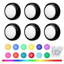 1pc Battery Powered LED Push Light, Wireless 12-Color RGB, Adhesive Mount, Suitable For Wardrobe, Bedroom, Wall, Under Cabinet, Battery Operated Puck Light - Multicolor - View 15